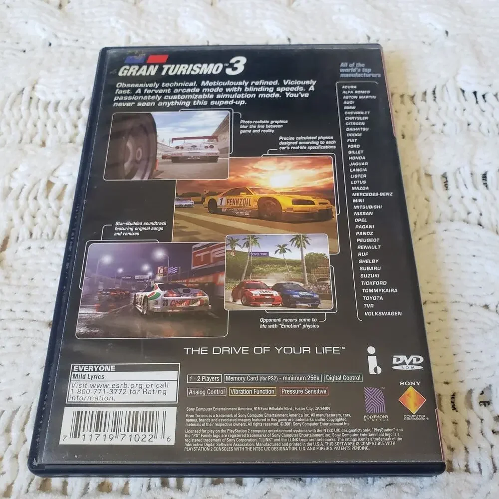 Sony PS2 Bundle Of 3 Racing Games: Gran‎ Turismo 3, Corvette, R:Racing Evolution